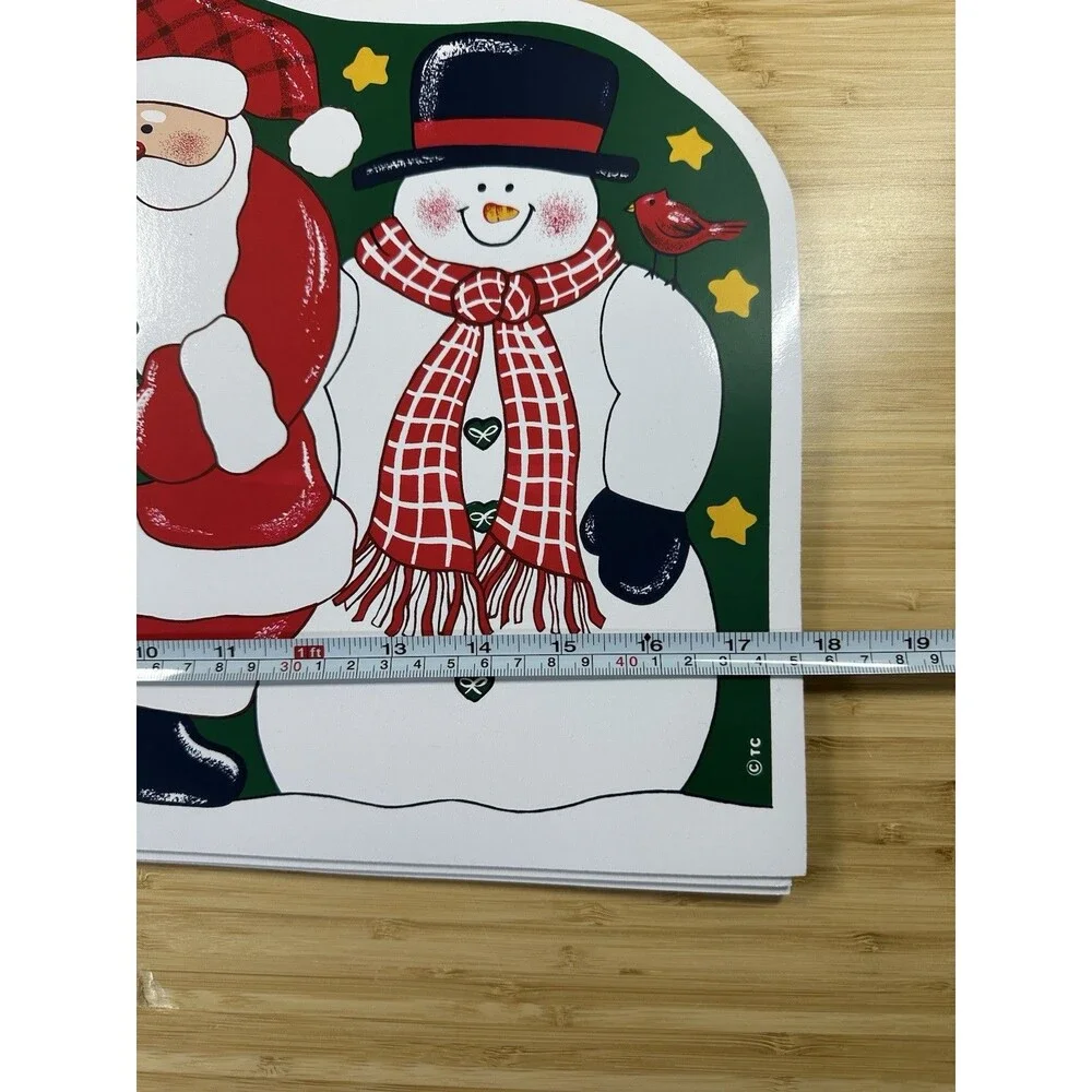 Vtg TRIM-A-HOME Vinyl Placemats Christmas X'Mas Friend Set Of 4 Holidays Decor